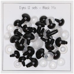 Go Handmade Sicherheitsaugen, schwarzes Sortiment, 12 Paar, 8 mm bis 14 mm