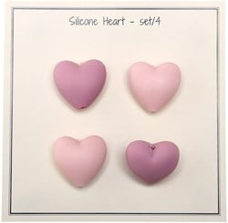 Go Handmade Silikonperlen Herzen 37 Pink Mix