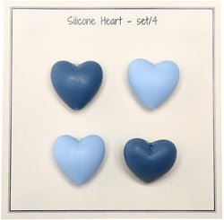 Go Handmade Silikonperlen Herzen 38 Blau Mix