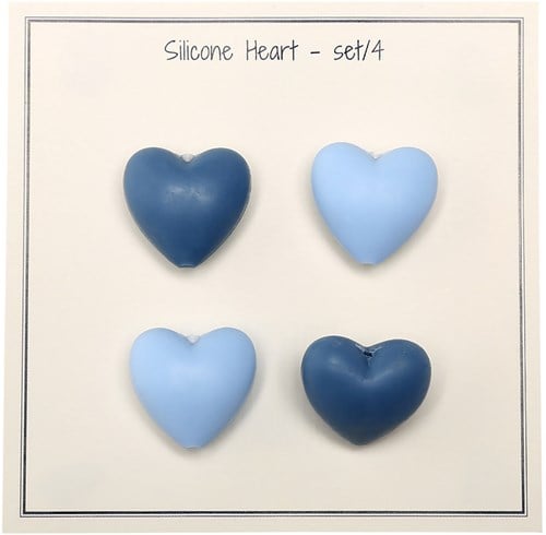 Go Handmade Silikonperlen Herzen 38 Blau Mix