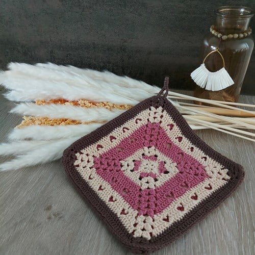 Häkelanleitung Topflappen Vintage Style