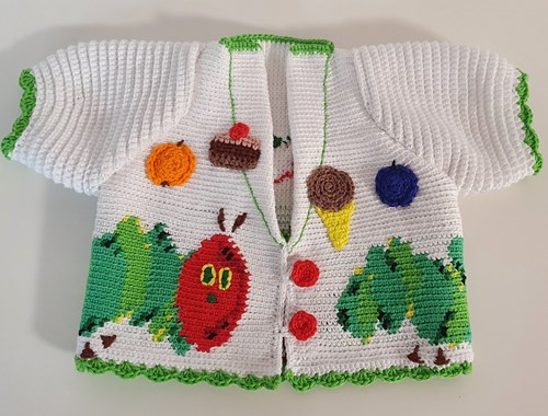 Häkelanleitung Babyjacke Raupe Nimmersatt