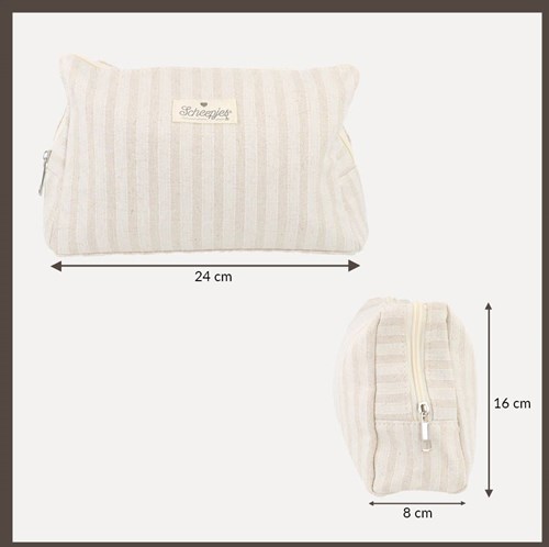 Scheepjes Projekttasche mit Reißverschluss 24x16x8cm gestreift beige-3