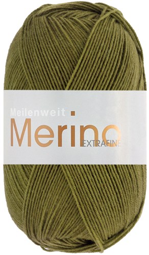 Lana Grossa Meilenweit 100 Merino Extra Fine Uni 2451 Olivgrün