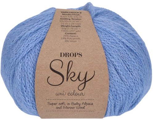 Drops Sky Uni Colour 026 Kornblumenblau