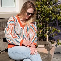 Bunter V-Ausschnitt Pullover Häkelpaket-2