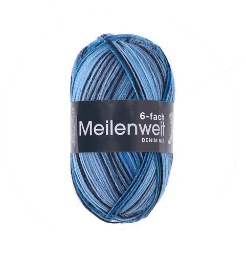 Lana Grossa Meilenweit 6-Fach 150 Denim Mix 9630