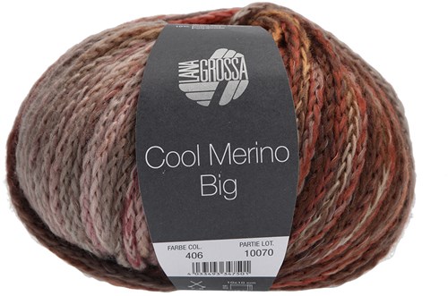 Lana Grossa Cool Merino Big Color 406 Nougat/Beige/Taupe/Cognac/Rosenholz/Silber-grau/Graubraun/Altrosa