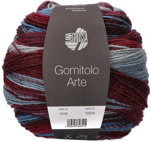 Lana Grossa Gomitolo Arte 1016 Graublau/Jeans/Wein-/Graurot/Aubergine