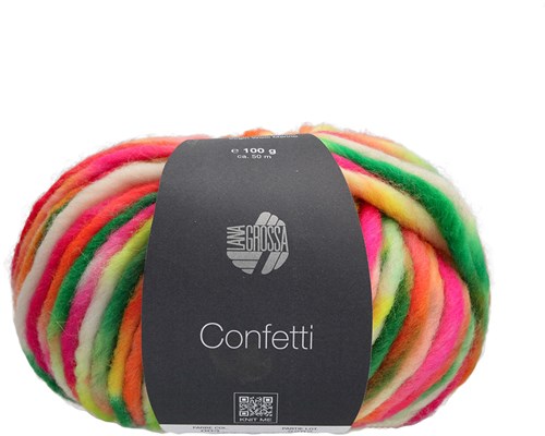 Lana Grossa Confetti 003 white/neon pink/yellow/neon green/neon orange/jade