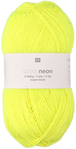 Rico Socks Neon 4 ply 001 Yellow