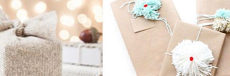 Weihnachtsgeschenke mit Wolle verpacken