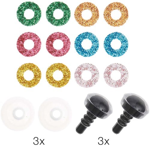 Rico Sicherheitsaugen Glitzermischung 9mm 6Stk.-2