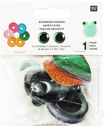 Rico Sicherheitsaugen Glitzermischung 40mm 2Stk.-3