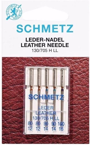 Schmetz Leder Nadeln Dicke 80 t/m 100 - 1 x 5 Nadeln auf Karte