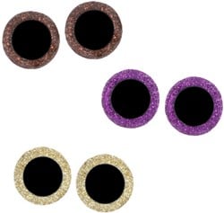 Opry Glitter Tieraugen zweifarbig 8-18mm braun / lila / gold. 60 Stk