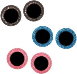 Opry Glitter Tieraugen zweifarbig 8-18mm Gold / Blau / Pink. 60 Stk