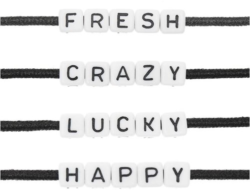 Rico Würfelperlen Armband Set fresh/crazy/lucky/happy - White