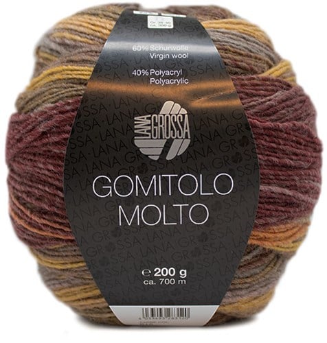 Lana Grossa Gomitolo Molto 615 Gray green/sage/gray brown/brown/khaki/mud