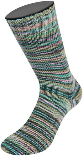 Lana Grossa Meilenweit 100 Merino Extrafine Cosy 6161 Rosa/Türkis/Dunkel-/Steingrau gestreift-3