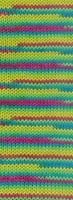 Lana Grossa Meilenweit 100 Merino Extrafine Cosy 6162 Weinrot/Mai-/Gelbgrün/Petrolblau gestreift-2