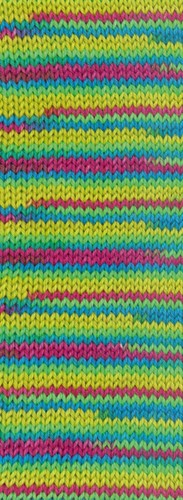 Lana Grossa Meilenweit 100 Merino Extrafine Cosy 6162 Weinrot/Mai-/Gelbgrün/Petrolblau gestreift-2