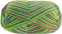 Lana Grossa Meilenweit 100 Merino Extrafine Cosy 6162 Weinrot/Mai-/Gelbgrün/Petrolblau gestreift