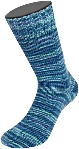 Lana Grossa Meilenweit 100 Merino Extrafine Cosy 6163 Minttürkis/Hell-/Dunkelpetrol/Blau gestreift-3