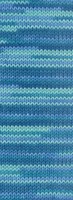Lana Grossa Meilenweit 100 Merino Extrafine Cosy 6163 Minttürkis/Hell-/Dunkelpetrol/Blau gestreift-2