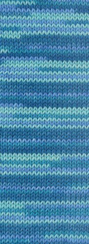 Lana Grossa Meilenweit 100 Merino Extrafine Cosy 6163 Minttürkis/Hell-/Dunkelpetrol/Blau gestreift-2
