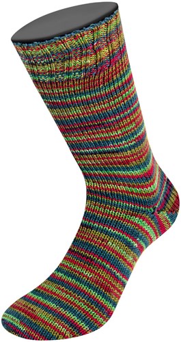 Lana Grossa Meilenweit 100 Merino Extrafine Cosy 6164 Khaki/Weinrot/Mai-/Waldgrün gestreift-3