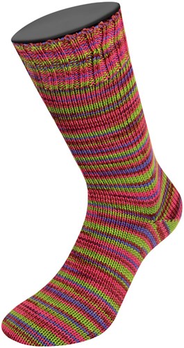Lana Grossa Meilenweit 100 Merino Extrafine Cosy 6166 Pink/Burgund/Frühlingsgrün/Veilchenblau gestreift-3