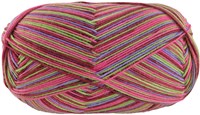 Lana Grossa Meilenweit 100 Merino Extrafine Cosy 6166 Pink/Burgund/Frühlingsgrün/Veilchenblau gestreift