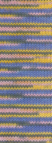 Lana Grossa Meilenweit 100 Merino Extrafine Cosy 6167 Gelb/Pfirsich/Graphitgrau/Veilchenblau gestreift-2