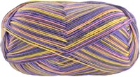 Lana Grossa Meilenweit 100 Merino Extrafine Cosy 6167 Gelb/Pfirsich/Graphitgrau/Veilchenblau gestreift