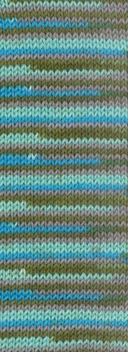 Lana Grossa Meilenweit 100 Merino Extrafine Cosy 6168 Minttürkis/Türkisblau/Graubraun/Moosgrün gestreift-2