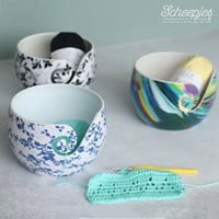 Scheepjes Yarn Bowl blue leaf unverwüstlich 15x10cm-2