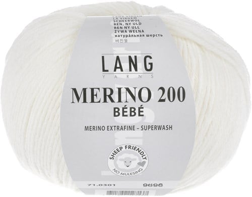 Lang Yarns Merino 200 Bebe 0301 Weiß