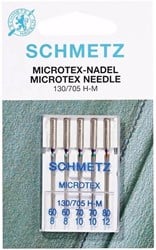 Schmetz Microtex Nadeln Dicke 60 t/m 80 - 1 x 5 Nadeln auf Karte