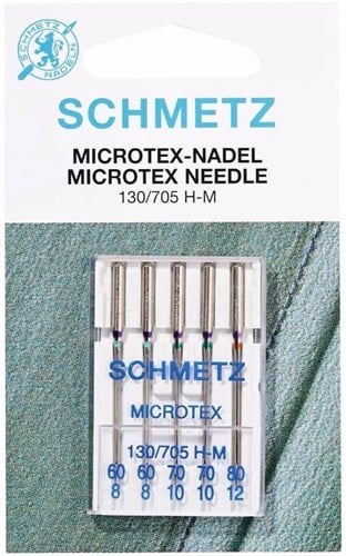 Schmetz Microtex Nadeln Dicke 60 t/m 80 - 1 x 5 Nadeln auf Karte