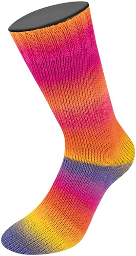Lana Grossa Meilenweit 100 Color Mix Multi 009 Graulila/Khaki/Gelb/Orange/Pink/Fuchsia-3