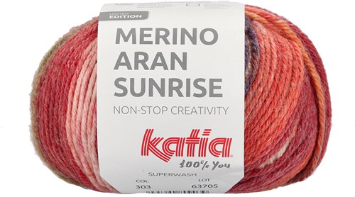 Katia Merino Aran Sunrise 303 Red-Pistachio-Yellow