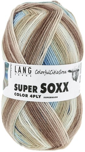 Lang Yarns Super Soxx Color 4-PLY 0506 Braun/Petrol/Blau 1143 Chefchaouen