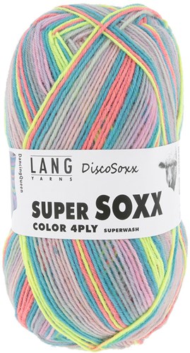 Lang Yarns Super Soxx Color 4-Fach 0518 Rosa/Türkis/Lime 1145 Dancing Queen