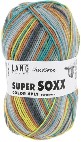 Lang Yarns Super Soxx Color 4-Fach 0522 Gelb/Türkis/Braun 1145 Got To Be Real