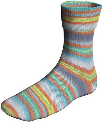 Lang Yarns Super Soxx Color 4-Fach 0522 Gelb/Türkis/Braun 1145 Got To Be Real-3