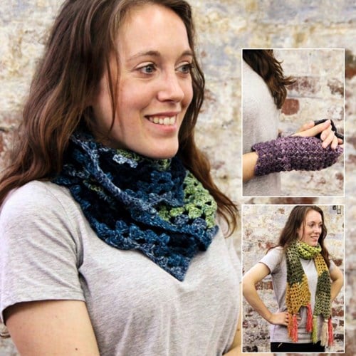 Häkelanleitung Stylecraft Batik Swirl DK No. 9489 Schal, Loop und Handschuhe