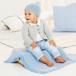 Strickanleitung  Stylecraft Bambino DK No. 9530 Baby-Strickjacke, Mütze und Decke