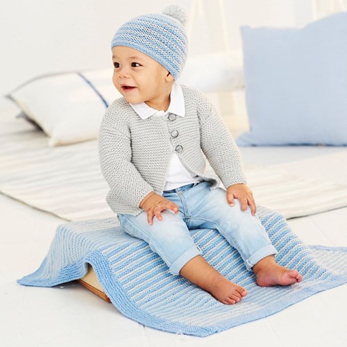 Strickanleitung  Stylecraft Bambino DK No. 9530 Baby-Strickjacke, Mütze und Decke