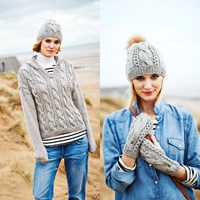 Strickanleitung Stylecraft Special Aran With Wool No. 9556 Pullover, Mütze und Handschuhe